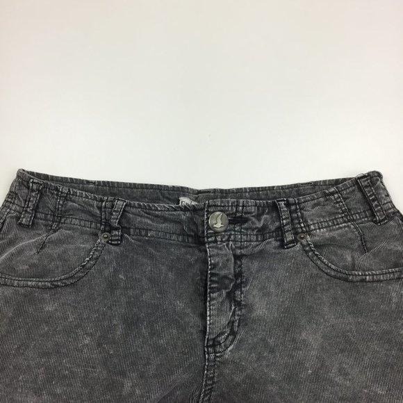 FREE PEOPLE Dark Gray/Black Raw Edge Hem Logo Hardware Corduroy Shorts - Picture 4 of 9